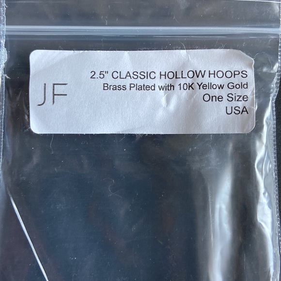 NWT  2.5” Jennifer Fisher classic hollow hoops brass plated 10k gold - Picture 3 of 5